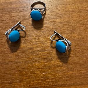 Set of turquoise ring & earrings
